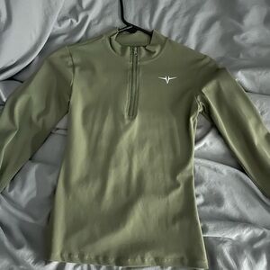 Olive Green Long Sleeve Top with Logo